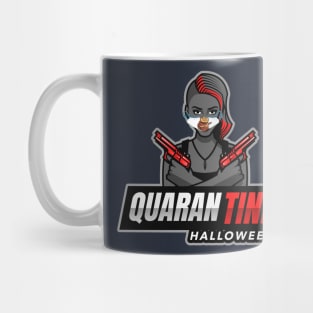 Quarantine Halloween (masked lady with 2 guns) Mug